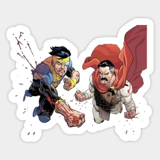 father and son fight together Sticker